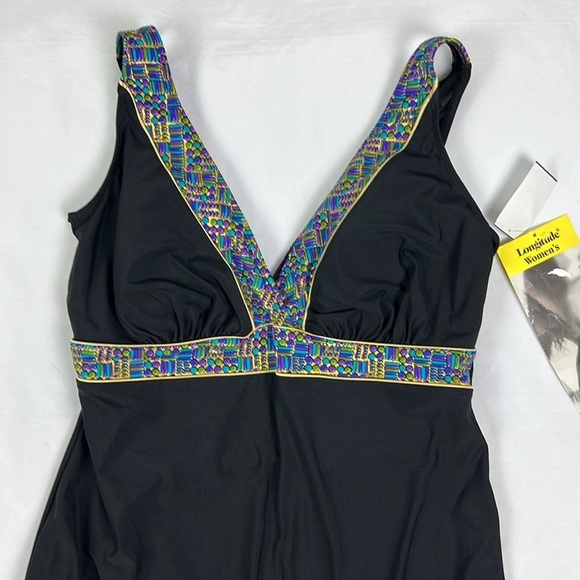 New Longitude Women’s 24W One Piece Tummy Control Swimsuit Built-in Bra - Picture 3 of 13